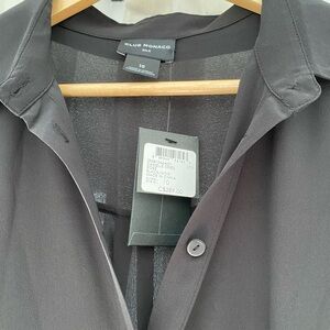 NWT, Club Monaco black silk, button down maxi dress with waist tie sash